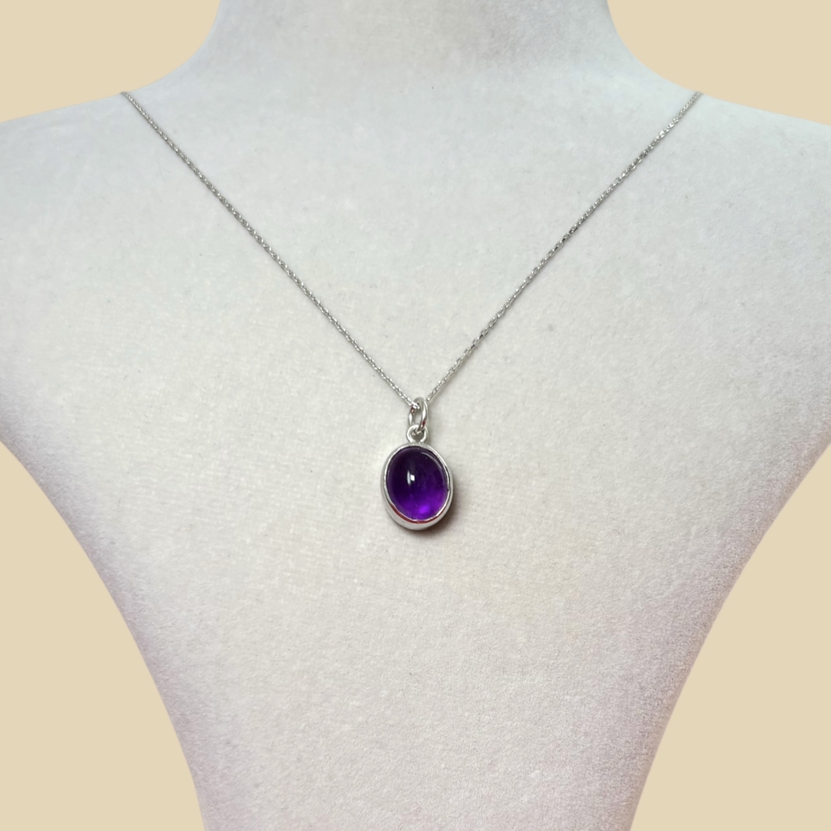 Oval Ametist Kolye - Görsel 1