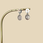 Oval Pembe Kuvars Küpe