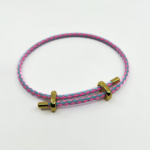 Pembe-Mavi Ayarlanabilir Düğmeli Örgü İp Bileklik