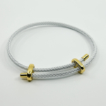 Beyaz Ayarlanabilir Düğmeli Örgü İp Bileklik