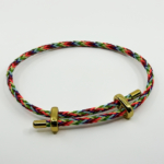 Gökkuşağı Ayarlanabilir Düğmeli Örgü İp Bileklik