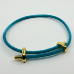 Mavi Ayarlanabilir Düğmeli Örgü İp Bileklik