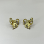 Çelik Gold Renk Fiyonk Küpe