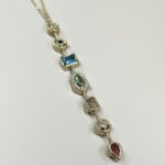 Çelik Gold Renk Çok Renkli Geometrik Kesim Taşlı Y Kolye