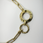 Çelik Gold Renk İki Halka Detaylı Ataç Zincir Bileklik