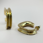 Çelik Gold Renk İki Katmanlı Ortası Parlak Yarım Kare Küpe