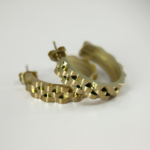 Çelik Gold Renk Rolex Kordon Model Yarım Halka Küpe