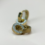 Çelik Gold Renk Taşlı ve Sallantılı Çift Halka Küpe