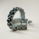 Çelik Silver Renk Rolex Kordon Model Yarım Halka Küpe