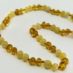 İki Renk Çift Sıralı Kehribar Bebek Diş Çıkarma Kolyesi