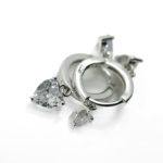 Çift Kalp Taşlı Sallantılı Halka Küpe