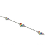 Gökkuşağı Çizgili Kalp Zincir Çocuk Bileklik