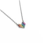 Gökkuşağı Çizgili Kalp Zincir Çocuk Kolye