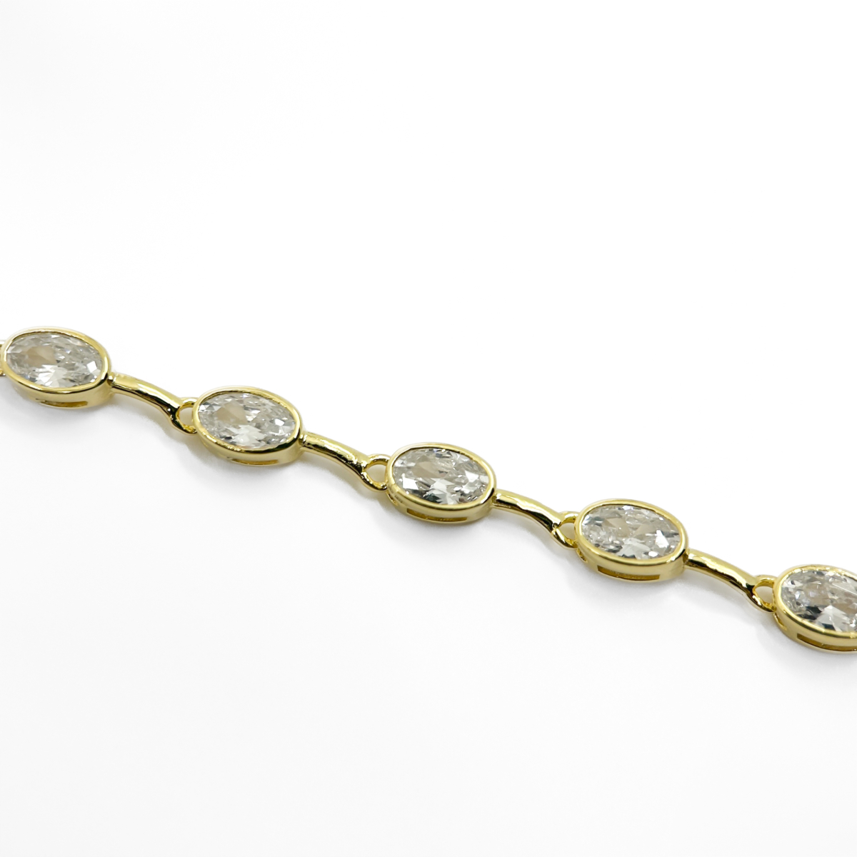 Gold Renk Zirkon Oval Taşlı Bileklik - Image 2