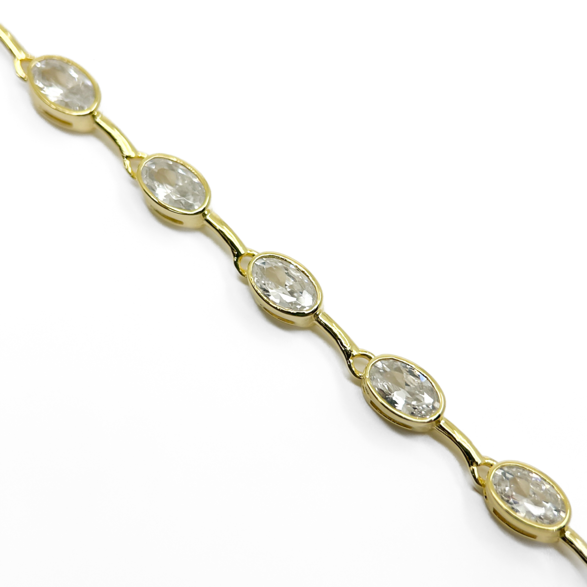 Gold Renk Zirkon Oval Taşlı Bileklik - Image 1