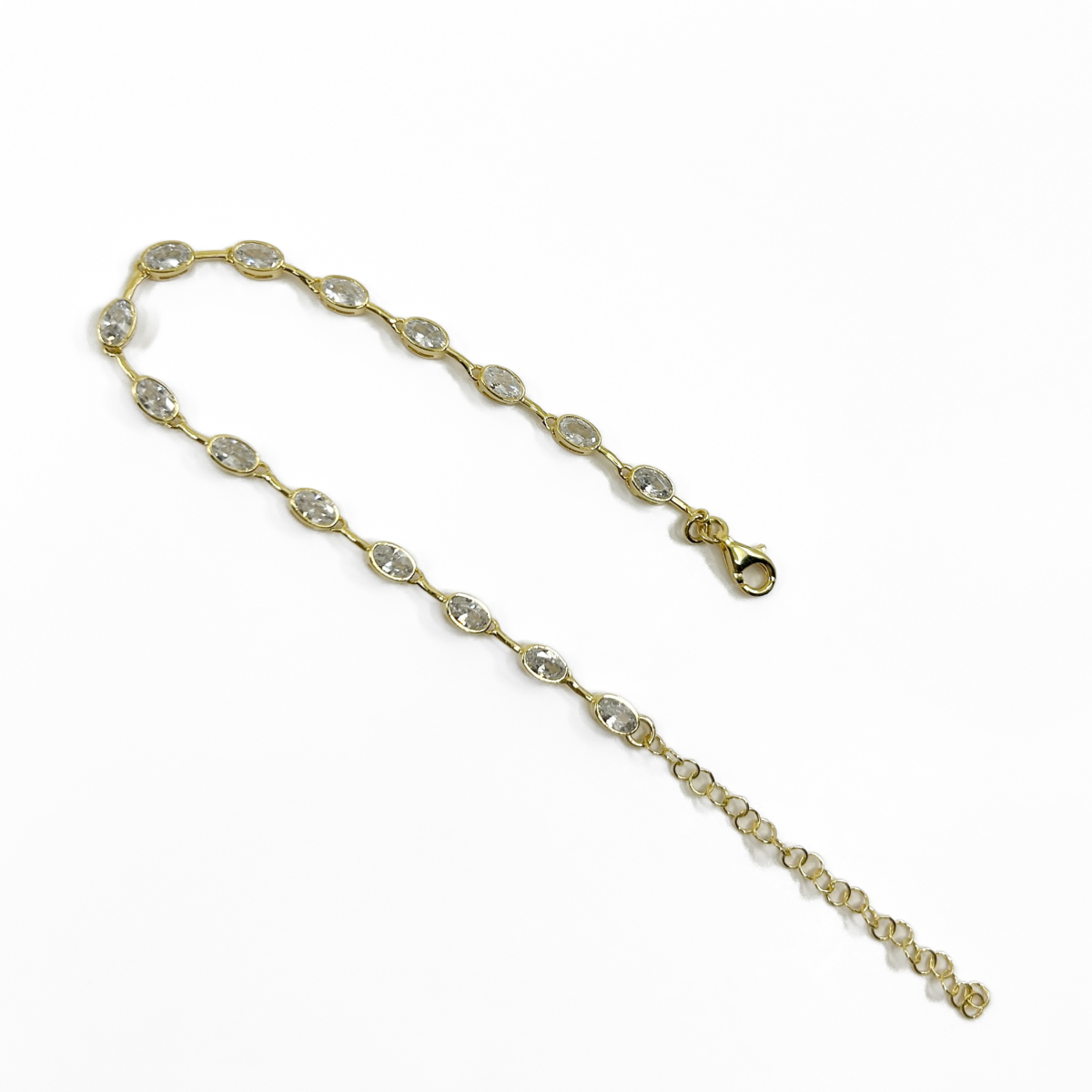 Gold Renk Zirkon Oval Taşlı Bileklik - Image 3