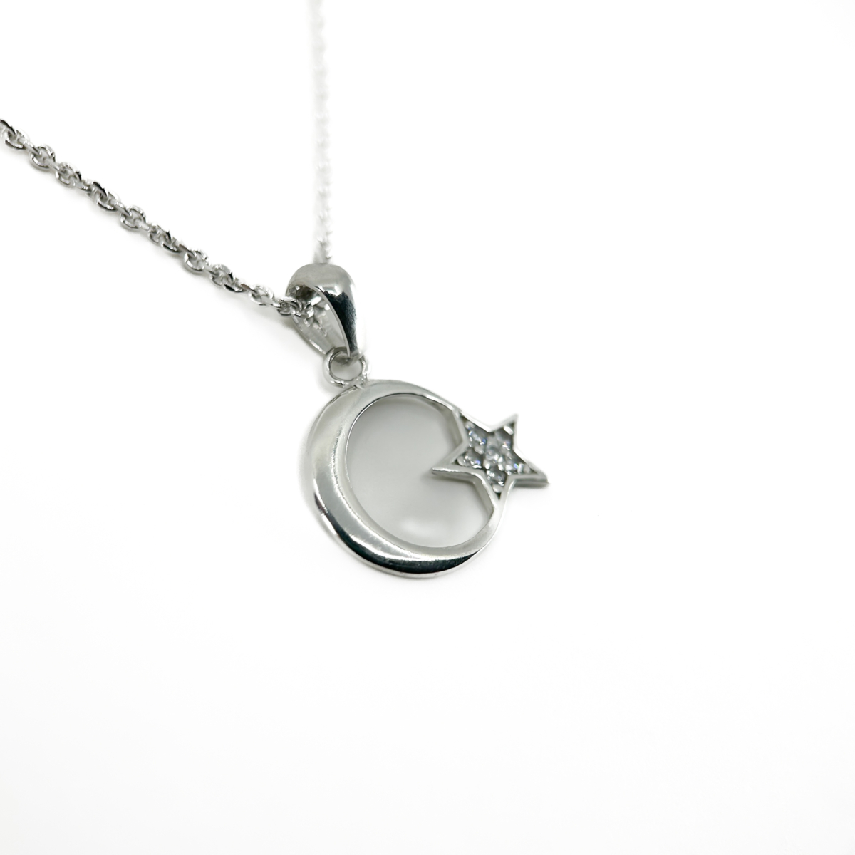 Zirkon Taşlı Ay Yıldız Kolye