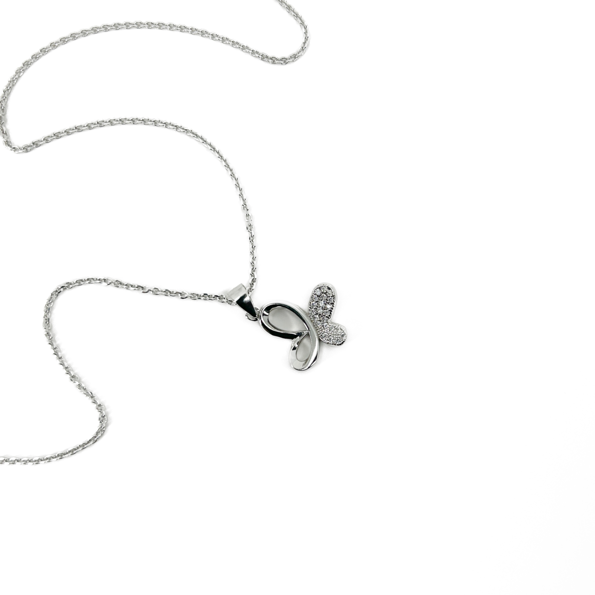 Zirkon Taşlı Çerçeve Kanat Kelebek Figür Kolye - Görsel 3