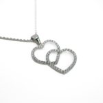 Zirkon Taşlı Çift Kalp Kolye