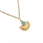 Antik Yelpaze Mavi Mineli Kolye