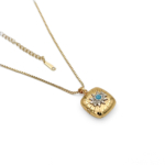 Çelik Gold Renk Mavi Yıldız Göz Madalyon Kolye