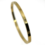 Çelik Gold Renk Vida Model Taşlı Kelepçe Bilezik