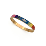 Çelik Renkli Mineli ve Desenli Kelepçe Bilezik