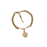 Çift Zincir Detaylı Mineli Kalp Bileklik