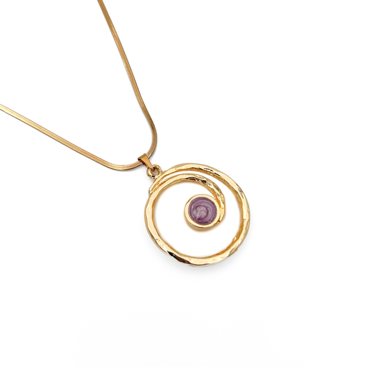 Spiral Mor Mineli Kolye