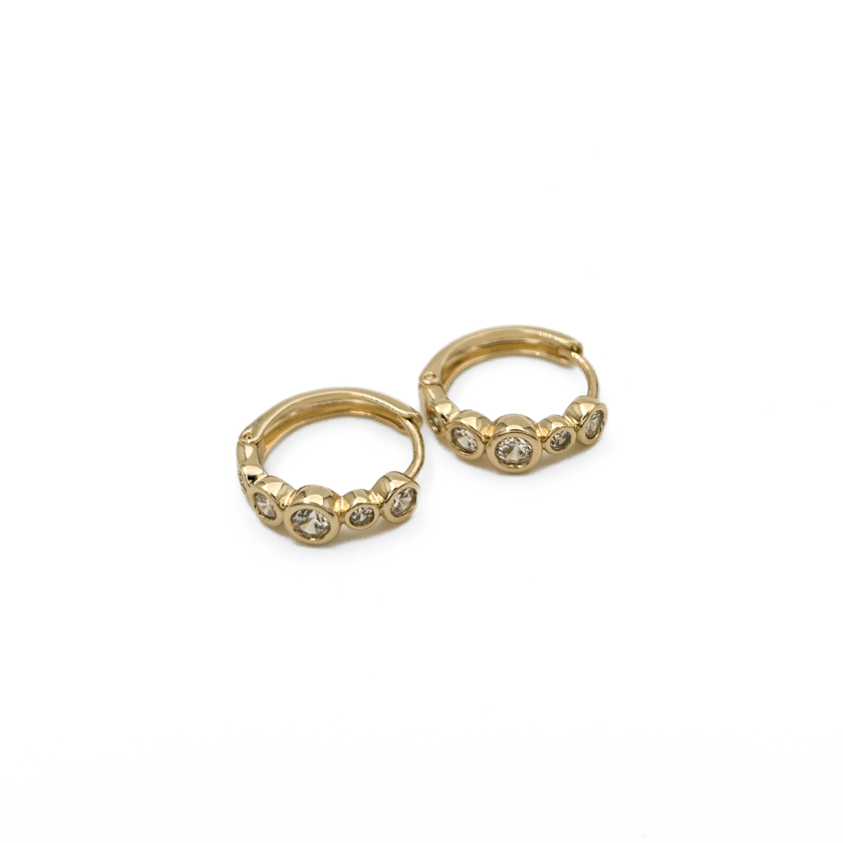 Xuping Gold Renk Beş Taş Detaylı Halka Küpe - Image 2