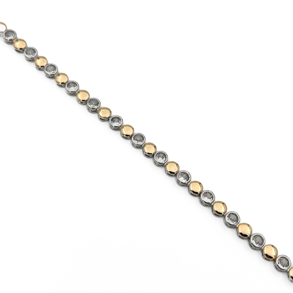 Xuping Gold ve Silver Renk Mix Yuvarlak Taşlı Bileklik - Image 1