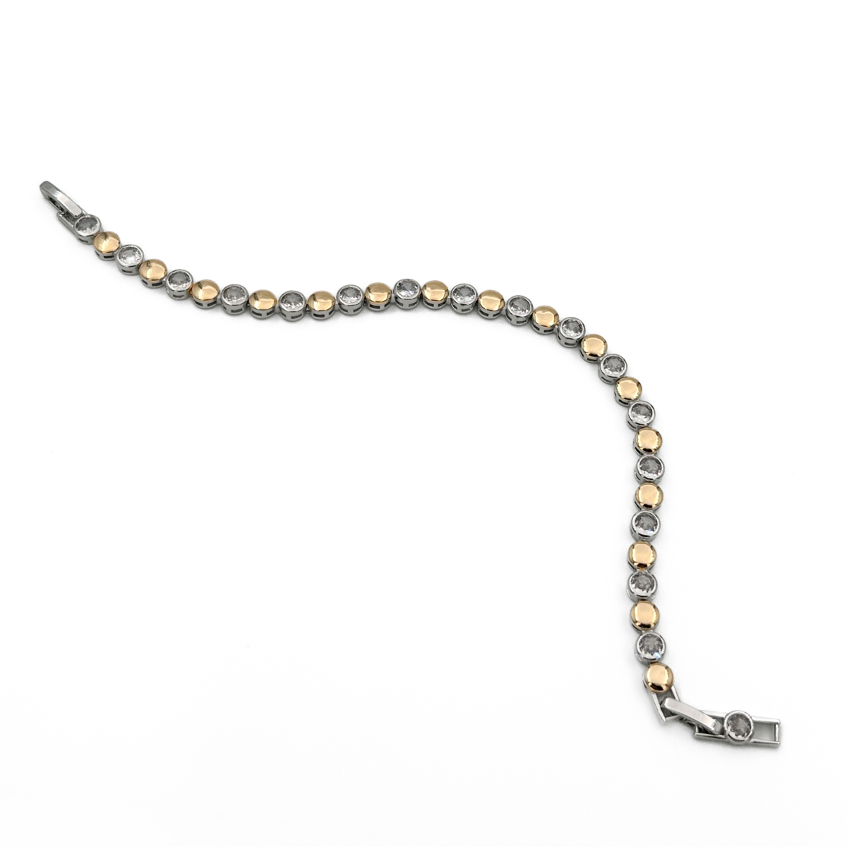 Xuping Gold ve Silver Renk Mix Yuvarlak Taşlı Bileklik - Image 4