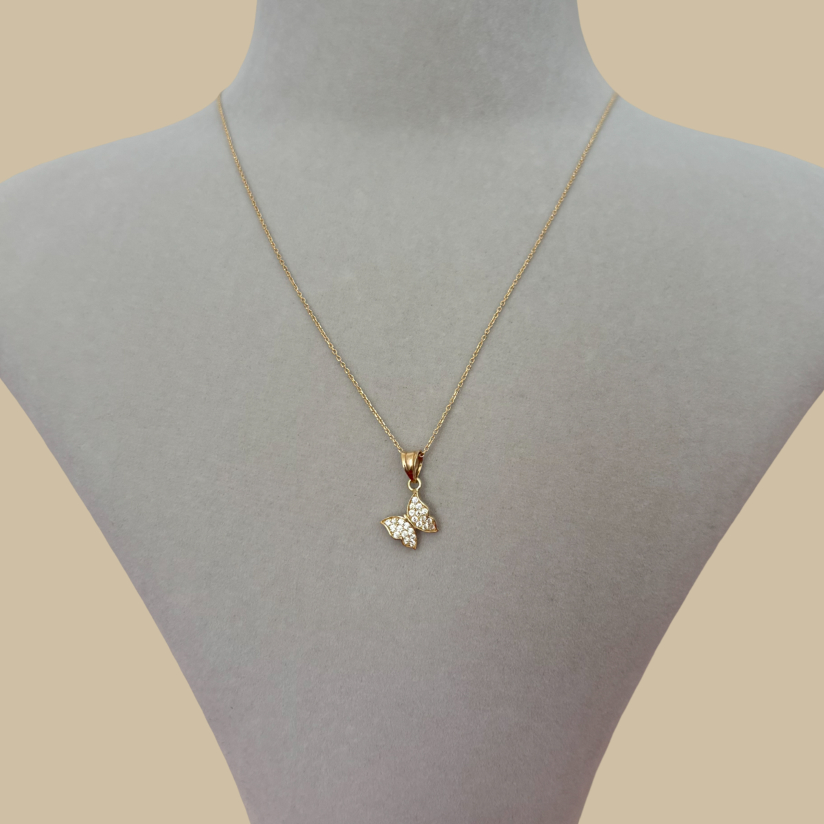 Altın Taşlı Kelebek Kolye