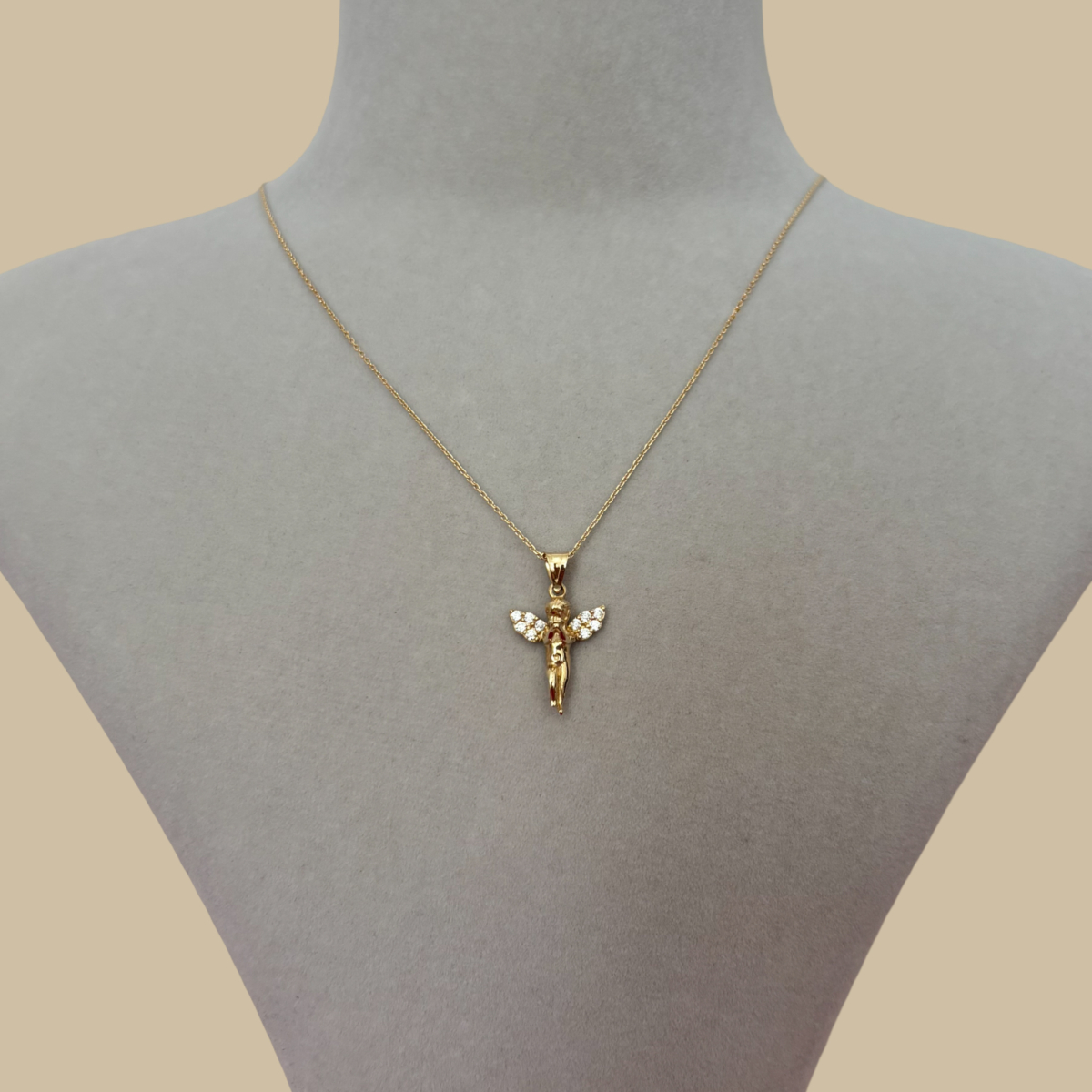 Altın Taşlı Melek Kolye