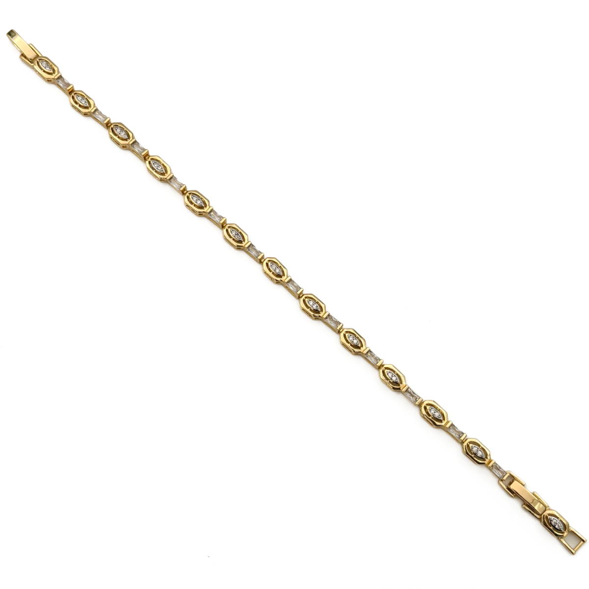 CM Gold Renk Taşlı Navette Desenli Bileklik