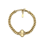 CM Gold Renk Yonca Detaylı Gourmet Zincir Bileklik