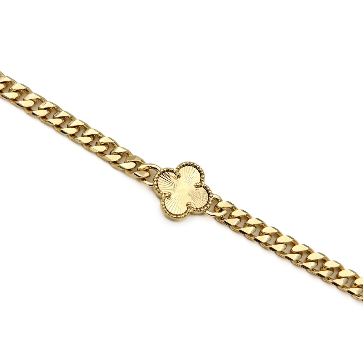 CM Gold Renk Yonca Detaylı Gourmet Zincir Bileklik - Görsel 2