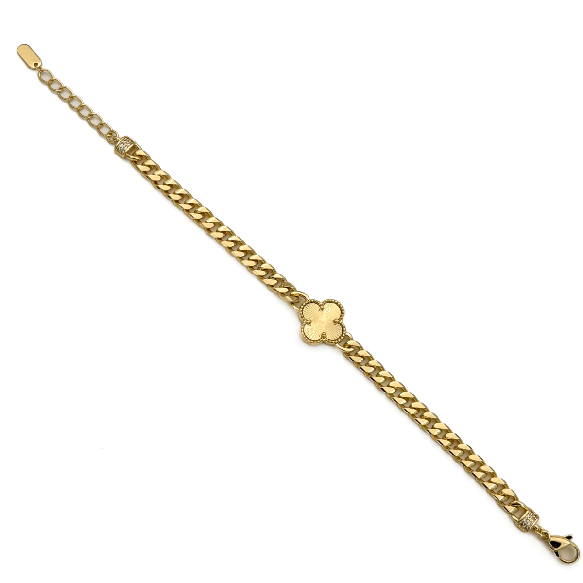 CM Gold Renk Yonca Detaylı Gourmet Zincir Bileklik - Görsel 3