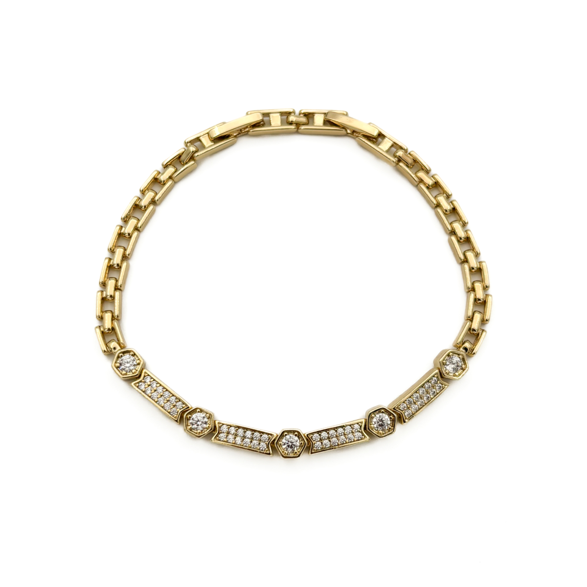 Xuping Gold Renk Hexagon Taş Detaylı Baget Bileklik