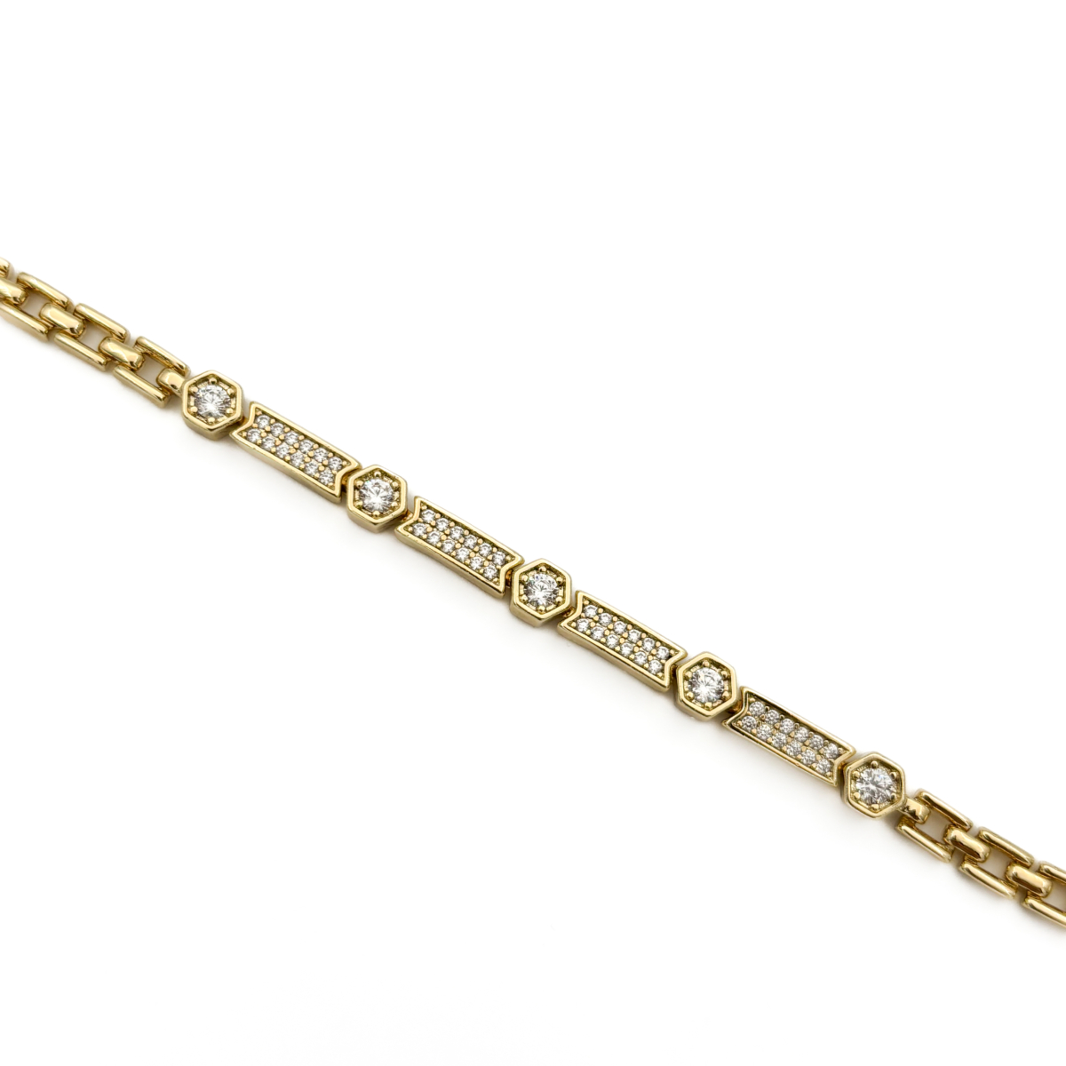 Xuping Gold Renk Hexagon Taş Detaylı Baget Bileklik - Görsel 2