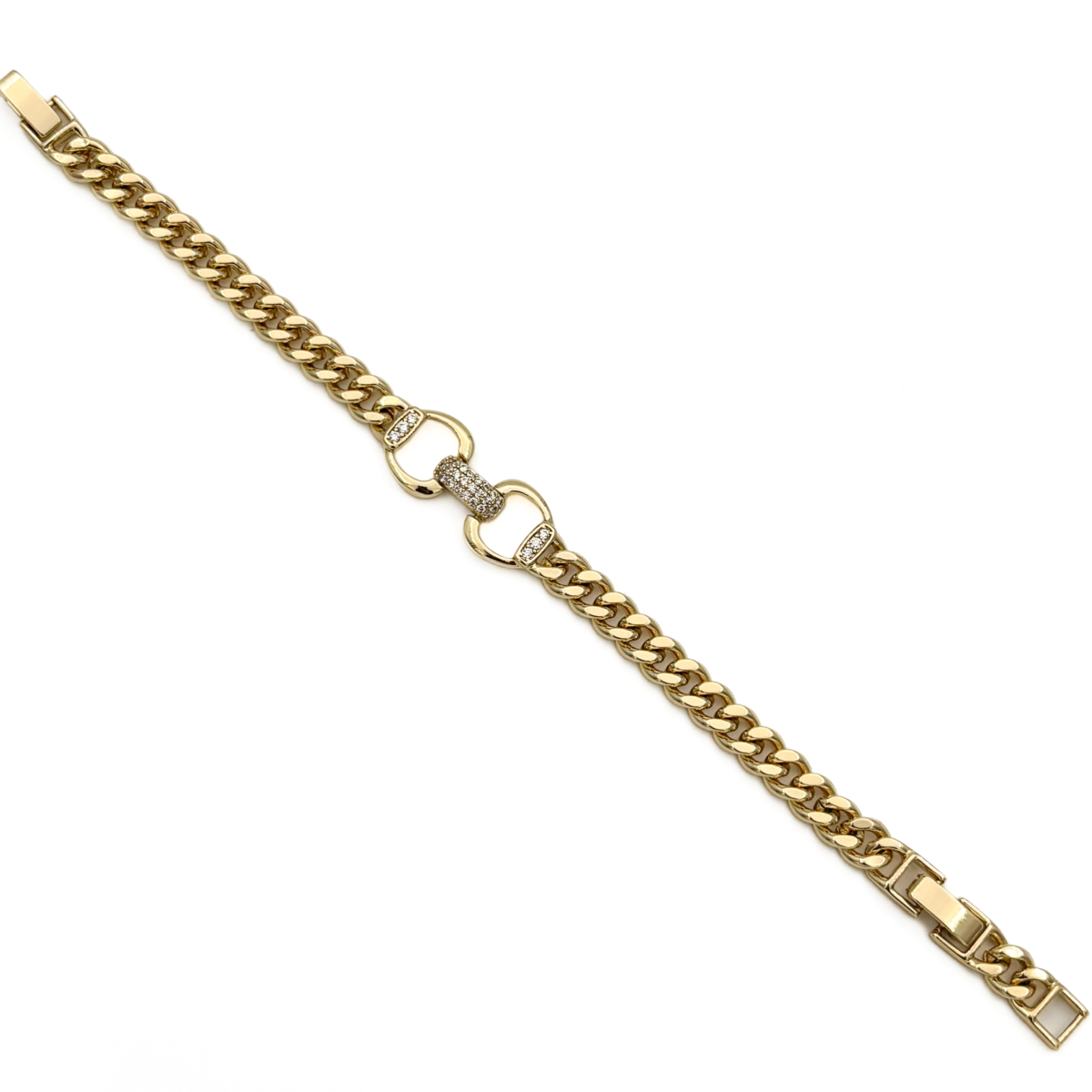 Xuping Gold Renk Taş Detaylı Halka Form Zincir Bileklik - Görsel 3