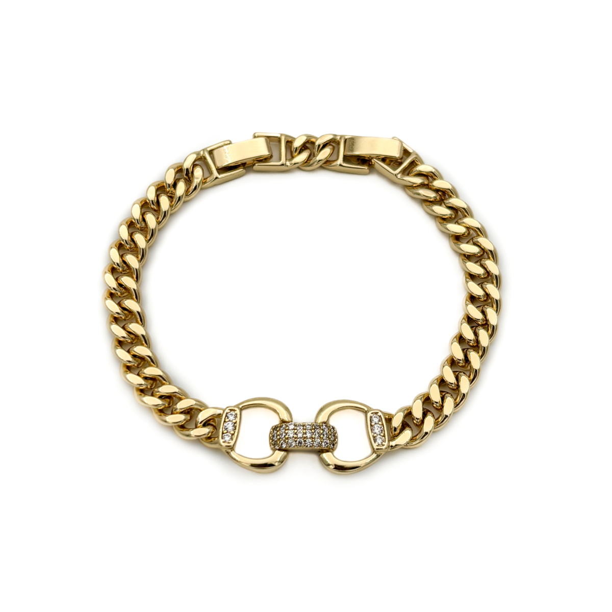 Xuping Gold Renk Taş Detaylı Halka Form Zincir Bileklik