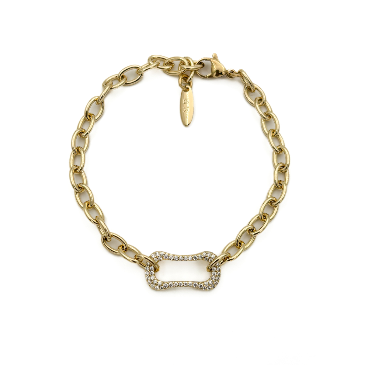 Xuping Gold Renk Taş Detaylı Halka Zincir Bileklik