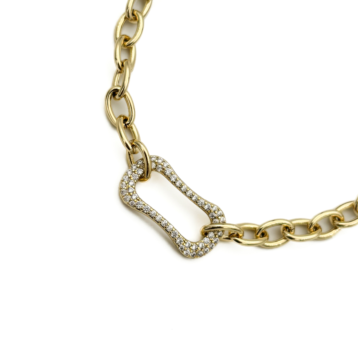 Xuping Gold Renk Taş Detaylı Halka Zincir Bileklik - Görsel 2