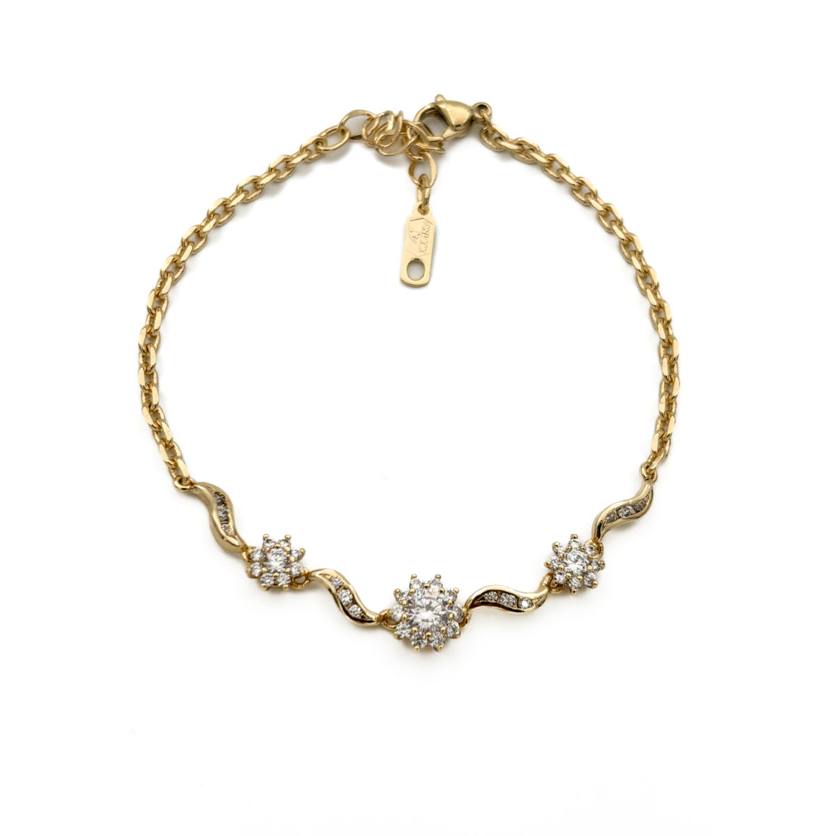 Xuping Gold Renk Taşlı Çiçek Figürlü Bileklik - Görsel 2