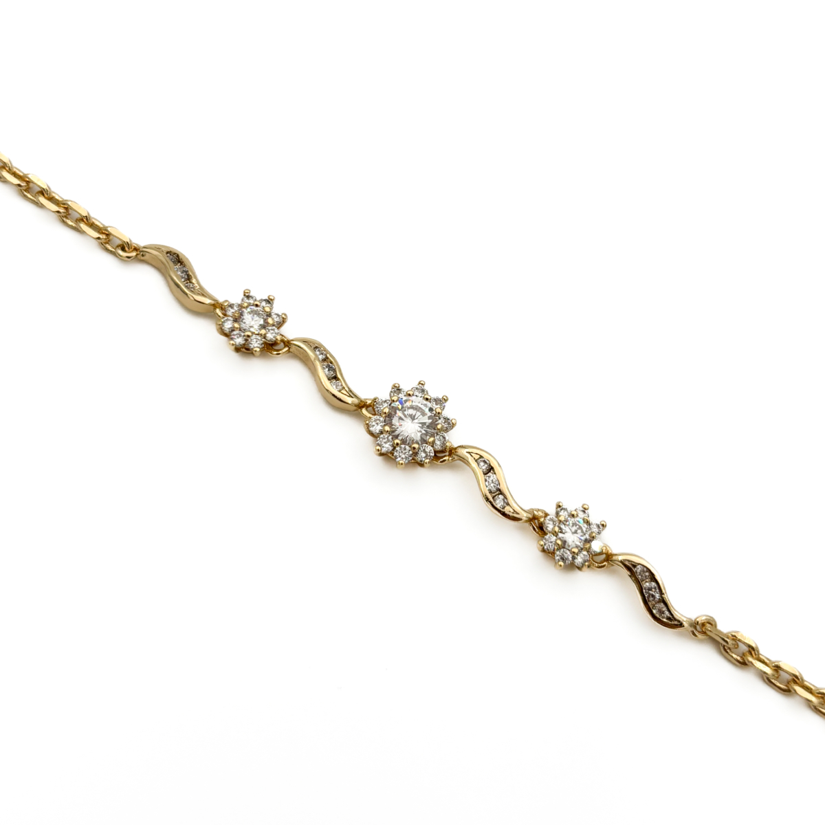 Xuping Gold Renk Taşlı Çiçek Figürlü Bileklik - Görsel 4