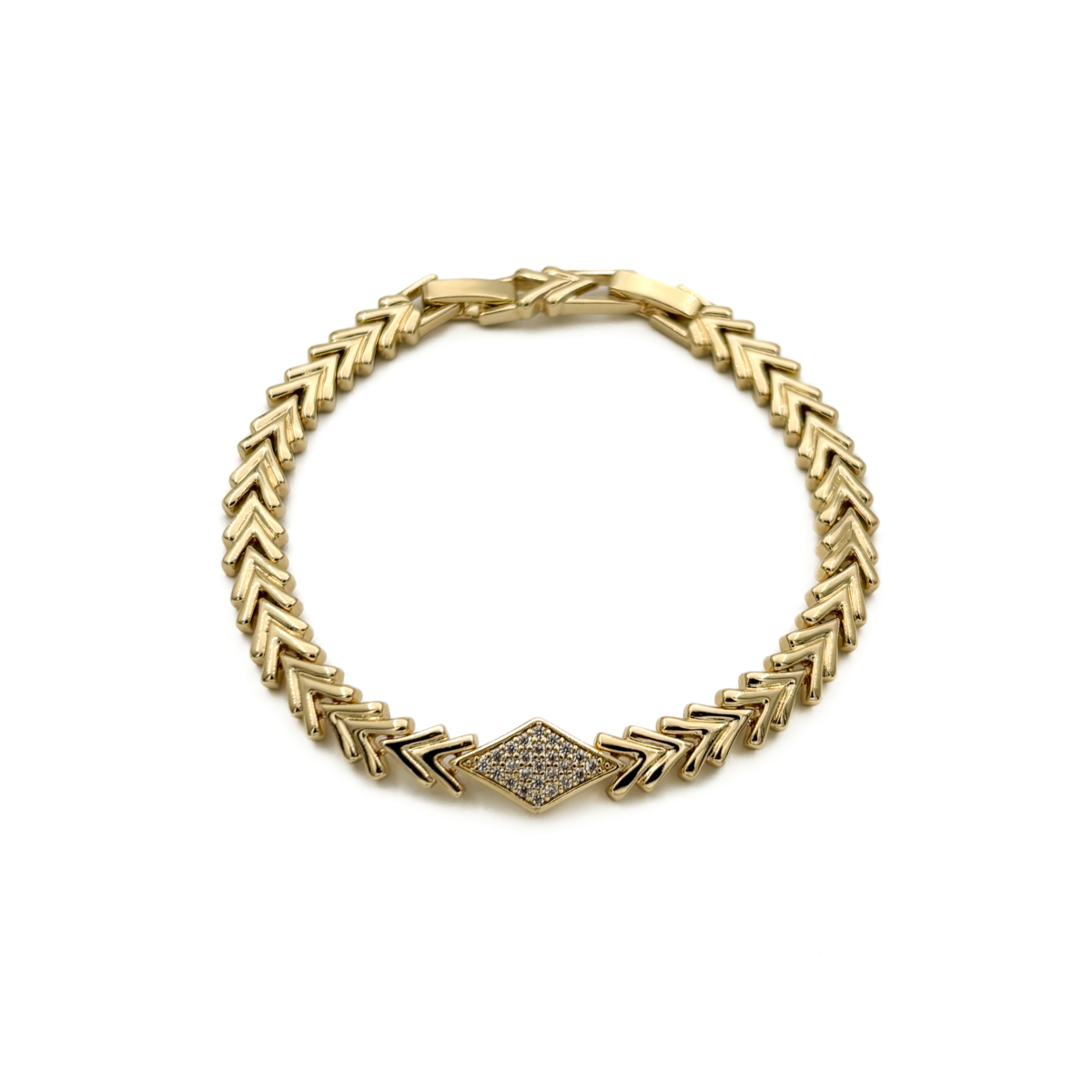 Xuping Gold Renk Taşlı Elmas Kesim Chevron Bileklik - Görsel 2