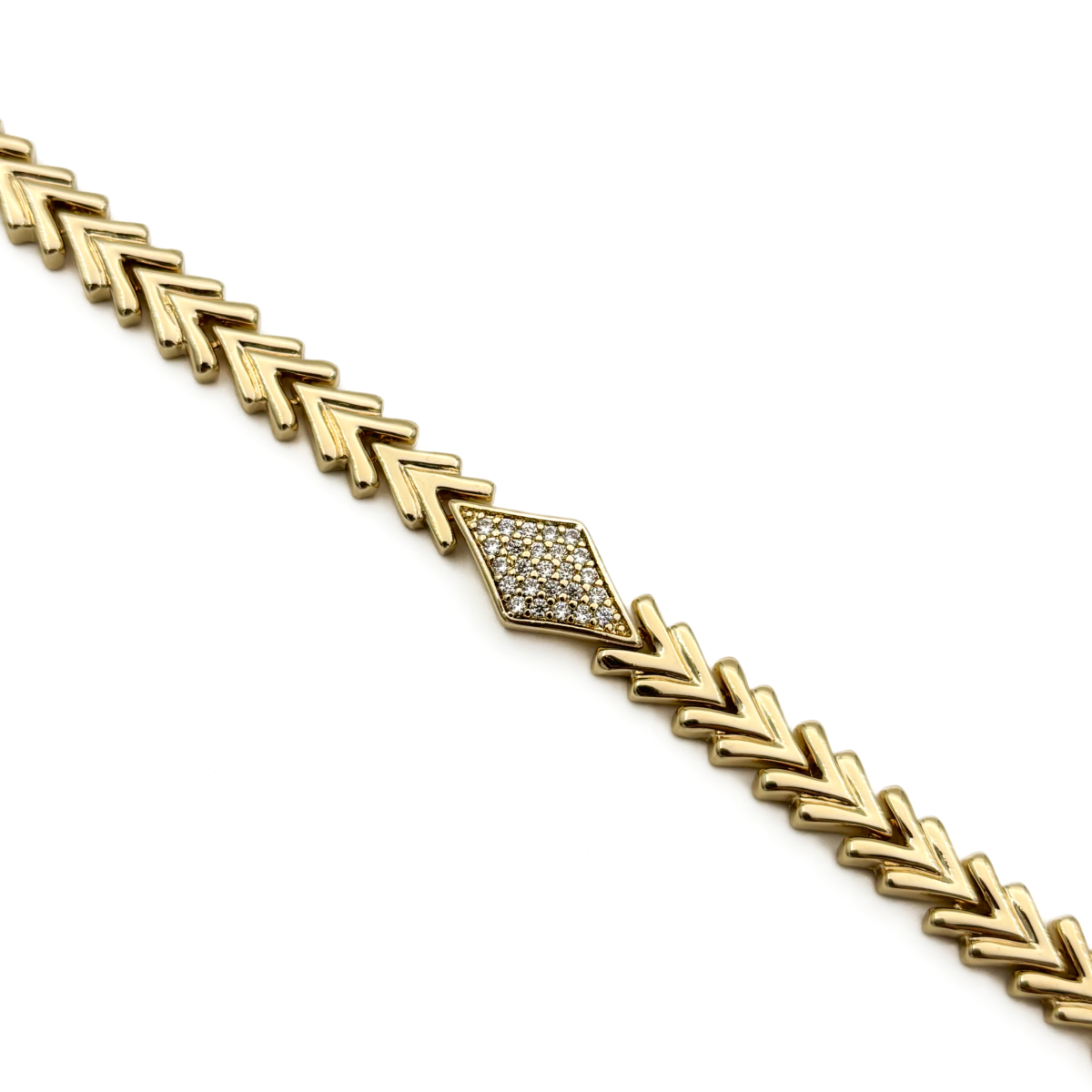 Xuping Gold Renk Taşlı Elmas Kesim Chevron Bileklik