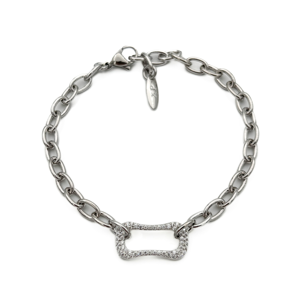 Xuping Silver Renk Taş Detaylı Halka Zincir Bileklik