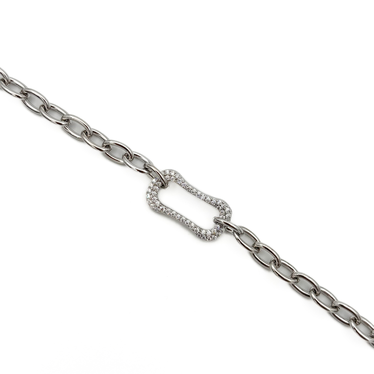 Xuping Silver Renk Taş Detaylı Halka Zincir Bileklik - Görsel 2